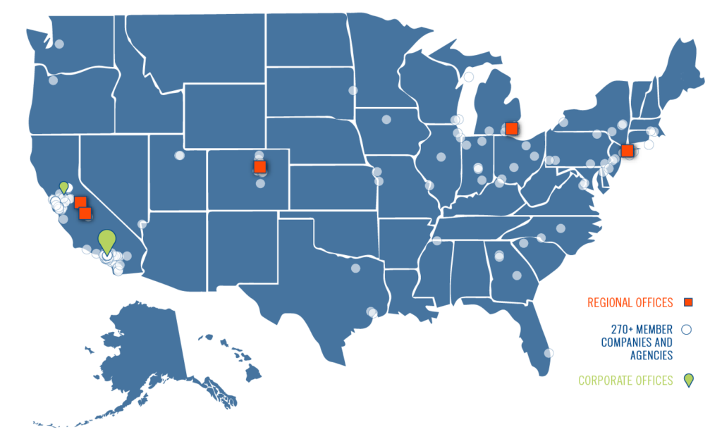 US map of CALSTART’s national influence 
